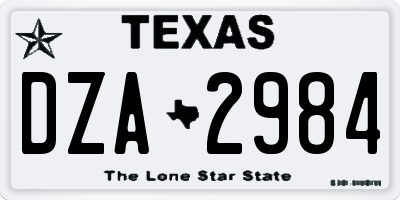 TX license plate DZA2984