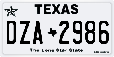 TX license plate DZA2986