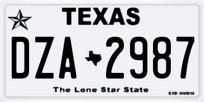 TX license plate DZA2987