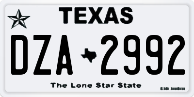 TX license plate DZA2992