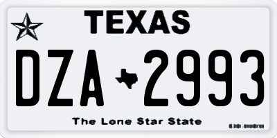TX license plate DZA2993