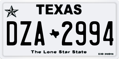 TX license plate DZA2994