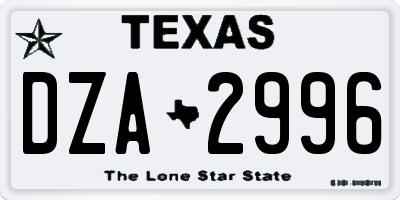 TX license plate DZA2996