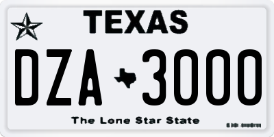 TX license plate DZA3000