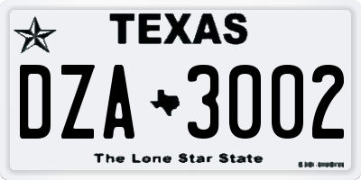 TX license plate DZA3002