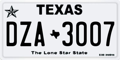 TX license plate DZA3007