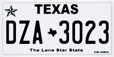 TX license plate DZA3023