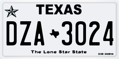 TX license plate DZA3024