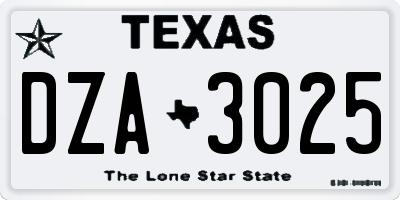 TX license plate DZA3025