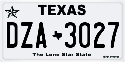 TX license plate DZA3027