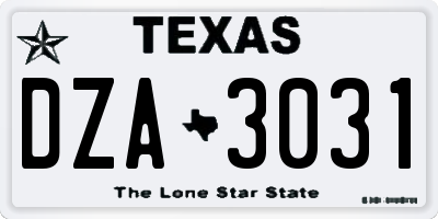 TX license plate DZA3031