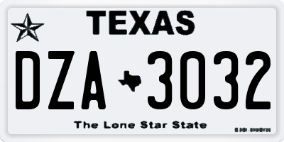 TX license plate DZA3032