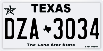 TX license plate DZA3034