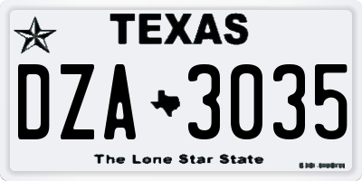 TX license plate DZA3035