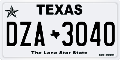 TX license plate DZA3040
