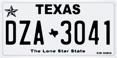 TX license plate DZA3041