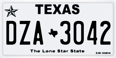 TX license plate DZA3042