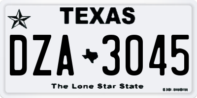 TX license plate DZA3045