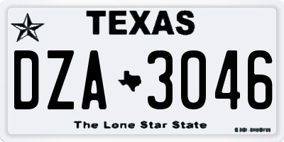 TX license plate DZA3046