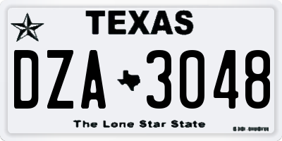 TX license plate DZA3048