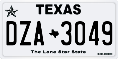 TX license plate DZA3049