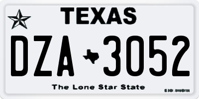 TX license plate DZA3052