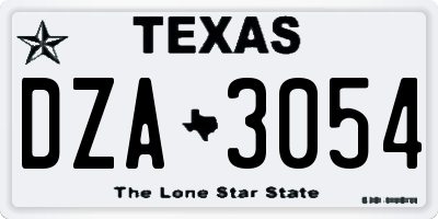 TX license plate DZA3054