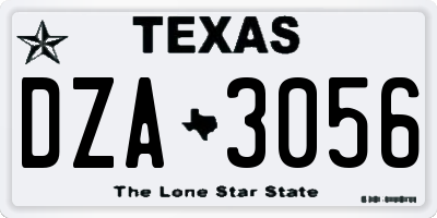 TX license plate DZA3056