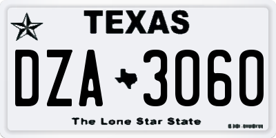 TX license plate DZA3060