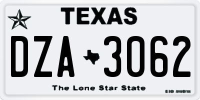 TX license plate DZA3062