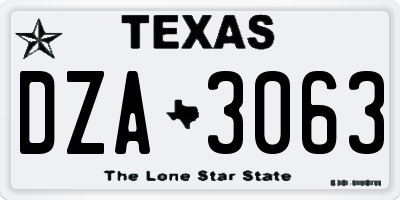 TX license plate DZA3063