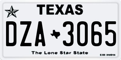 TX license plate DZA3065