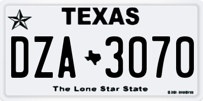TX license plate DZA3070