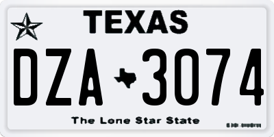 TX license plate DZA3074