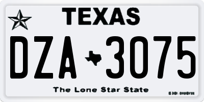 TX license plate DZA3075