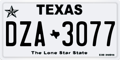 TX license plate DZA3077