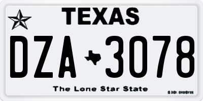 TX license plate DZA3078