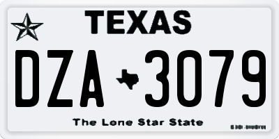 TX license plate DZA3079