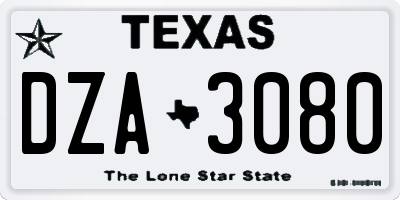 TX license plate DZA3080