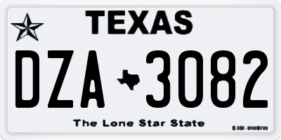 TX license plate DZA3082