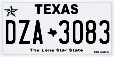 TX license plate DZA3083