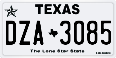 TX license plate DZA3085