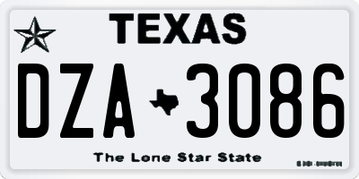 TX license plate DZA3086