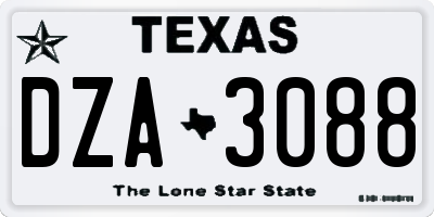 TX license plate DZA3088