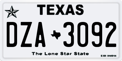 TX license plate DZA3092