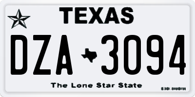 TX license plate DZA3094