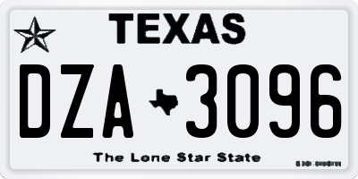 TX license plate DZA3096