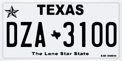 TX license plate DZA3100