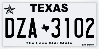 TX license plate DZA3102