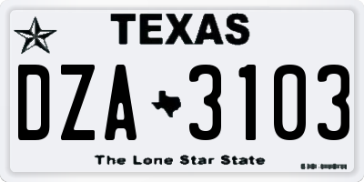 TX license plate DZA3103